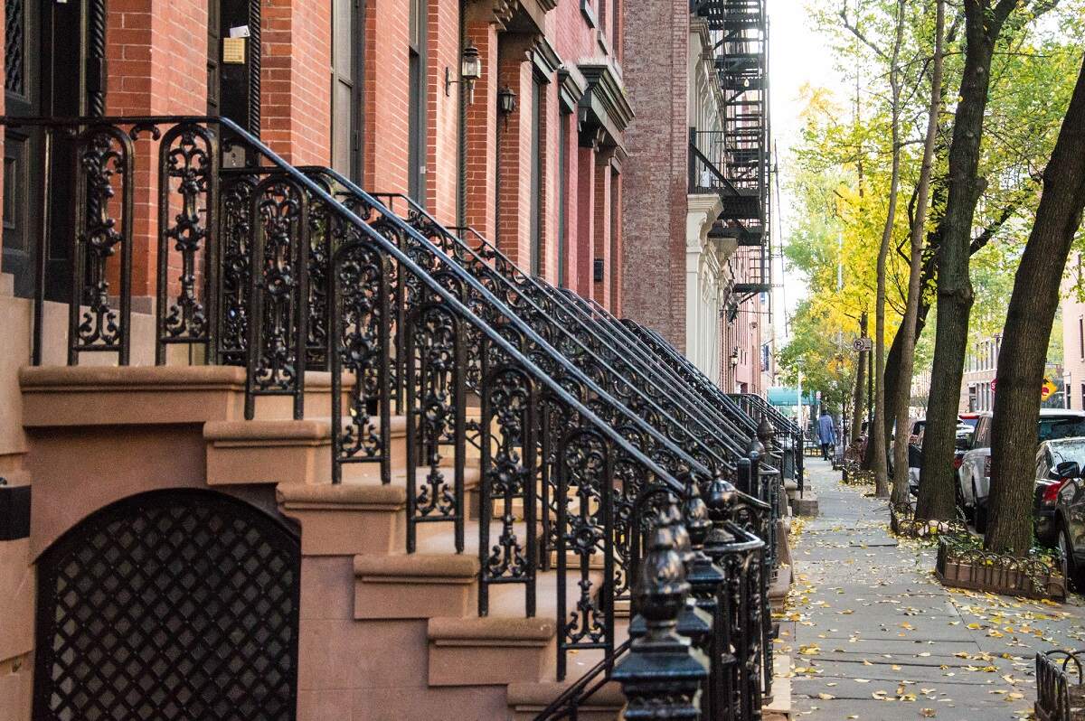 cute historic apartment buildings in Greenwich Village, New York