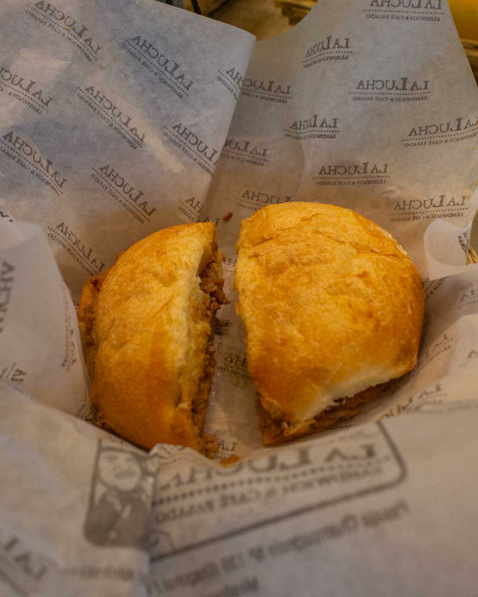 A sandwich we tried on a food tour in Lima, Peru