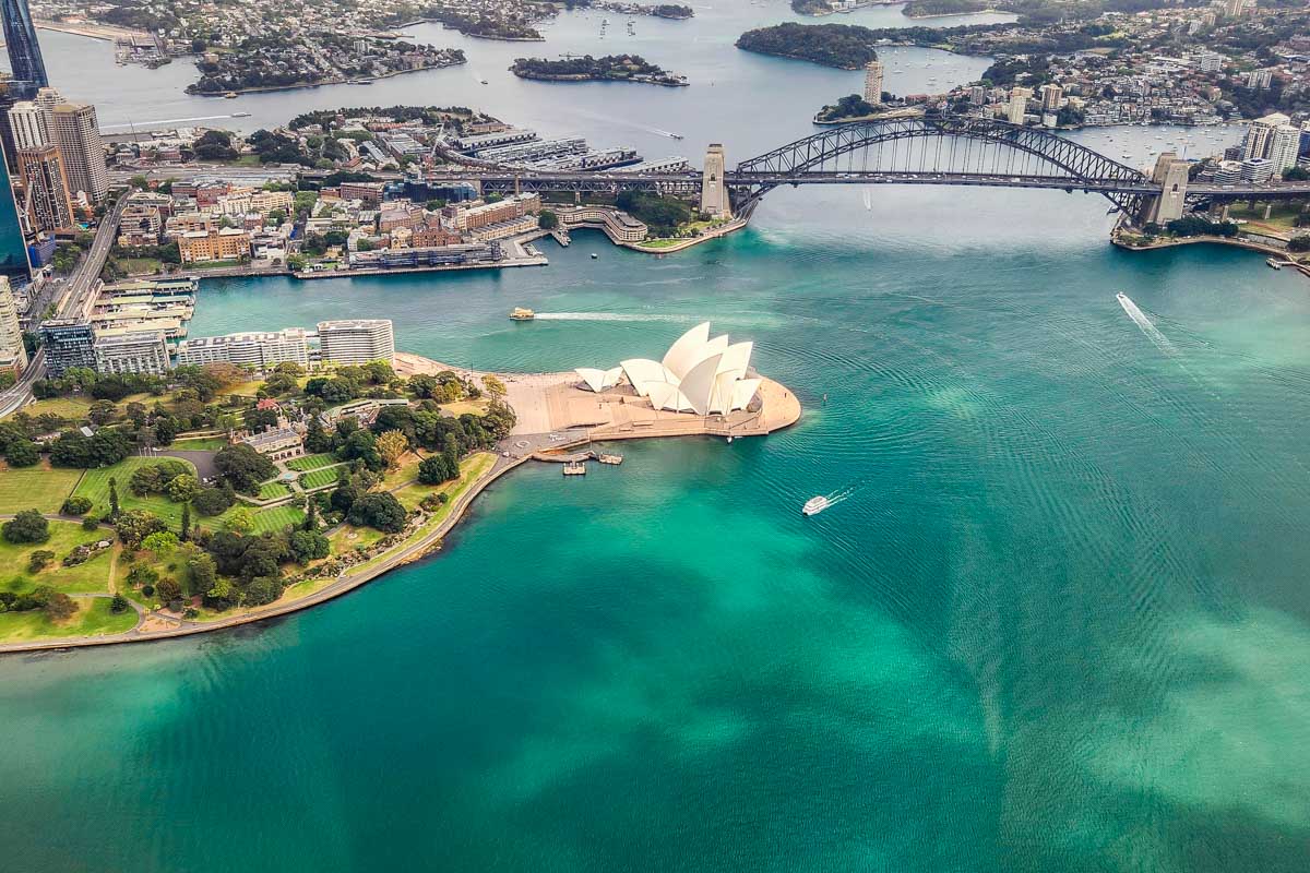 Birds eye view of Sydney Harbour from the helicopter flight