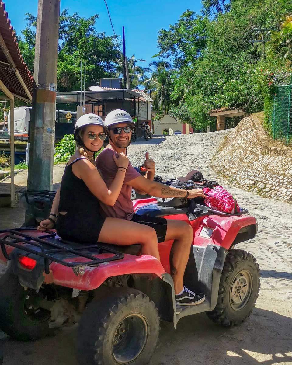 Daniel and Bailey on an ATV in Playa del Carmen, Mexico