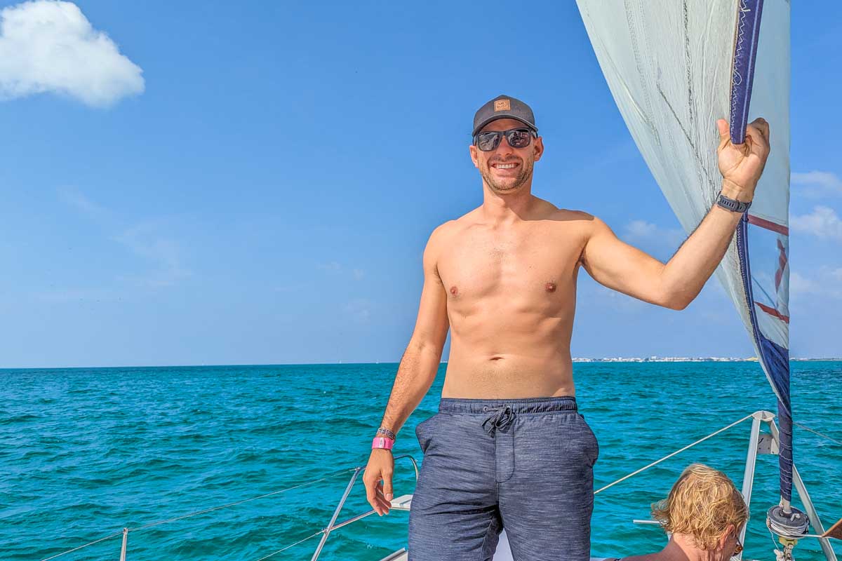 Daniel poses for a photo on a catamaran cruise from Puerto Vallarta, Mexico