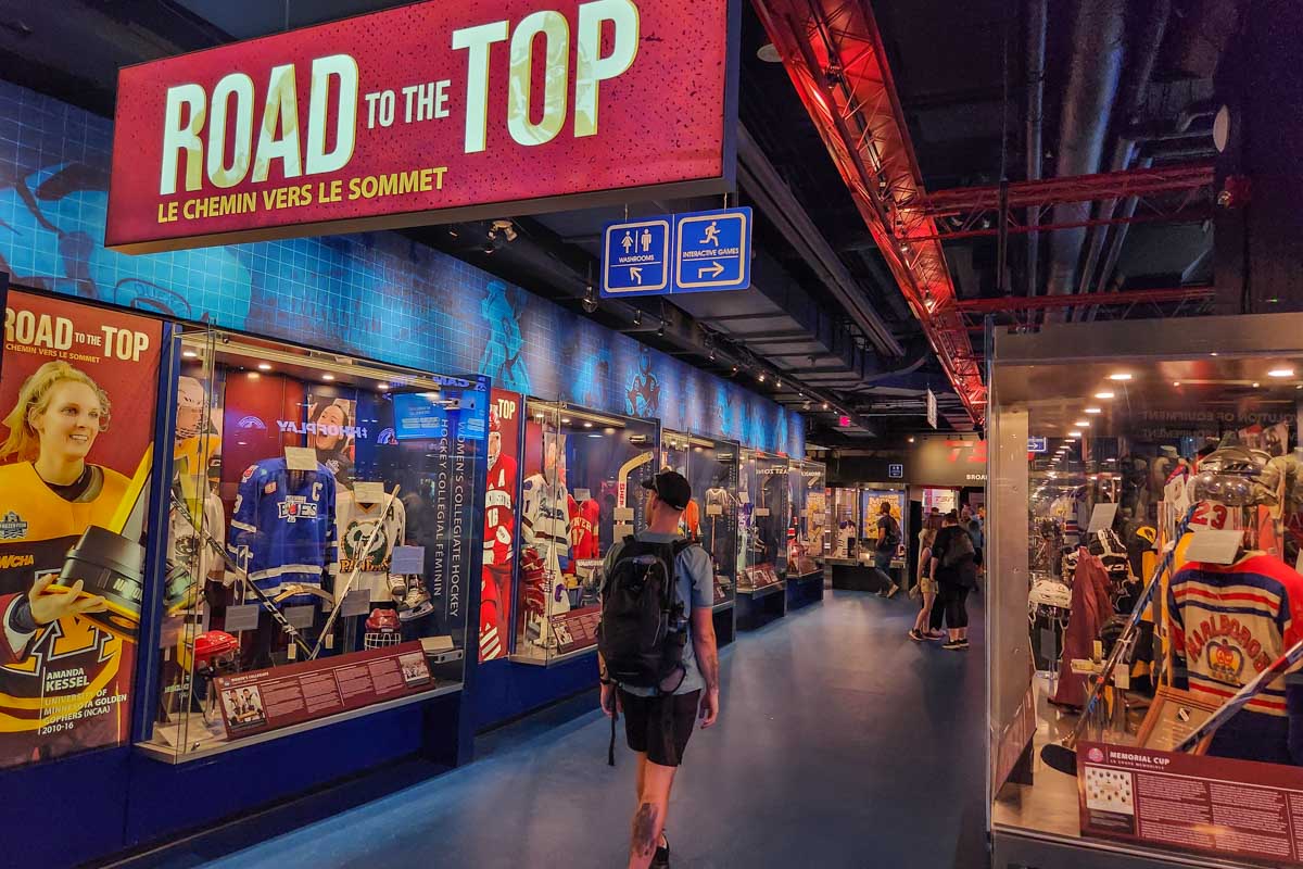 Daniel walks the road to the top display inside the Hockey Hall of Fame in Toronto