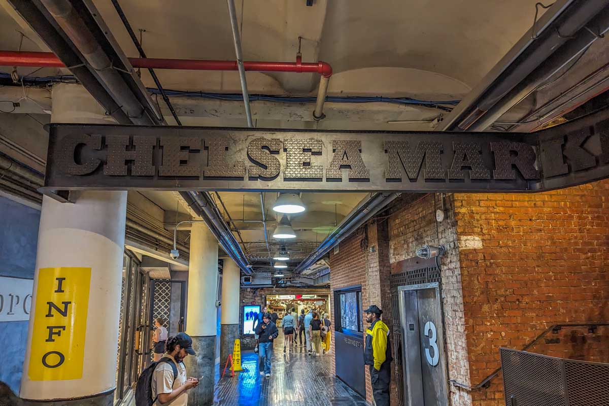 Entrance sign to the Chelsea Market in NYC