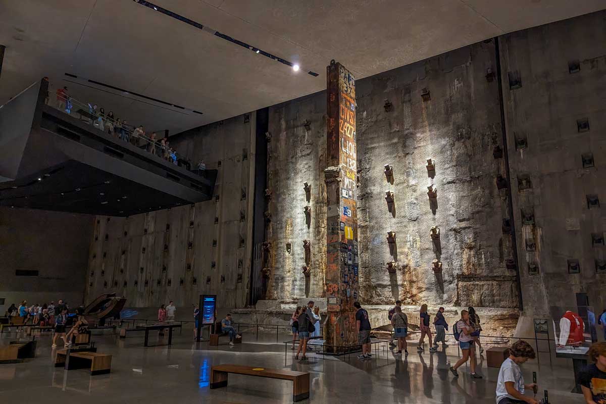 Large open area inside the 911 Museum with concrete and beams left behind