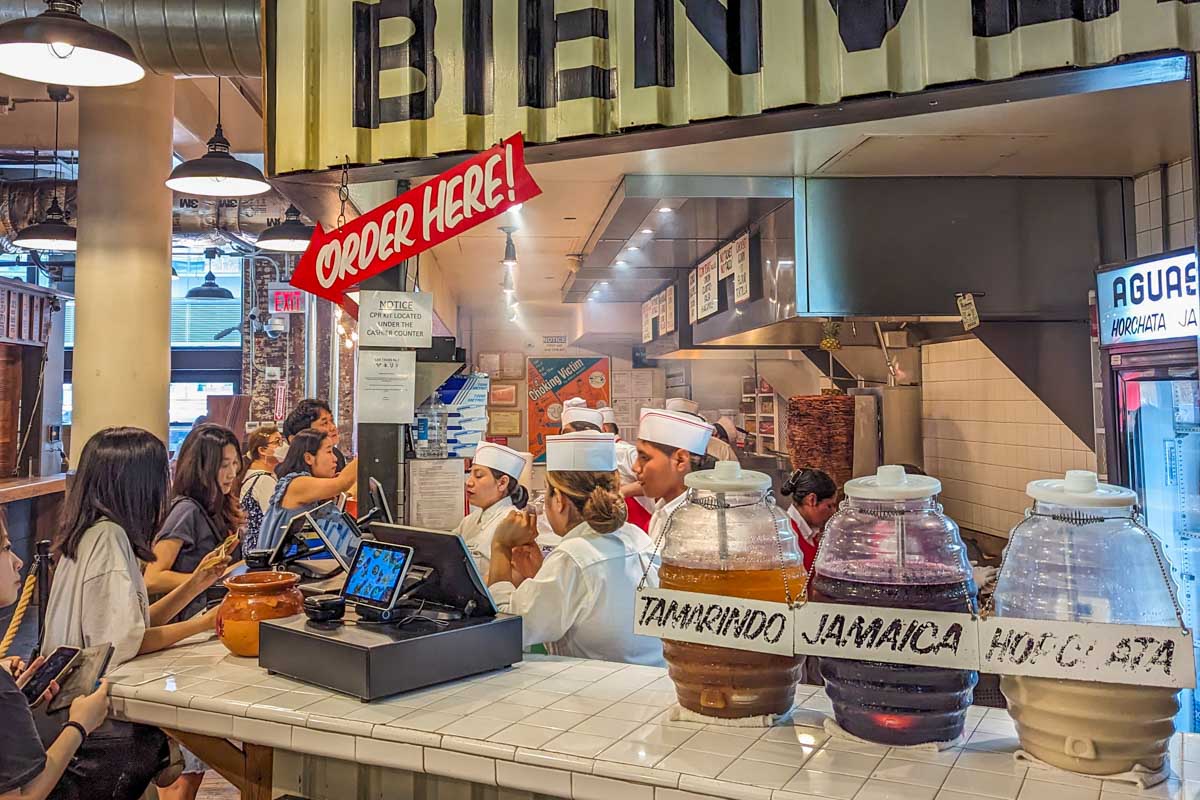 Los Tacos No.1 inside the Chelsea Market in NYC