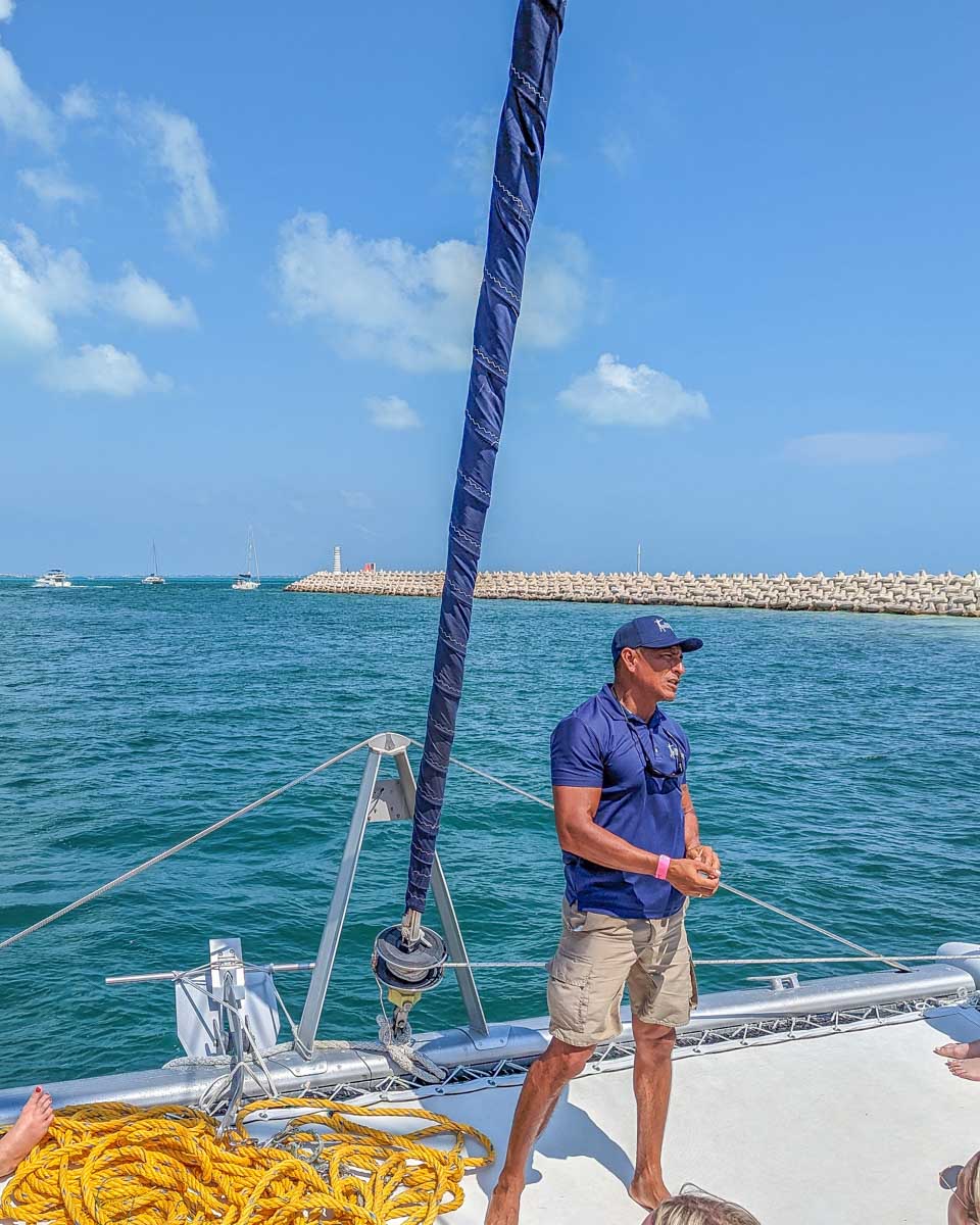 Our guide on our catamaran tour Playa del Carmen, Mexico