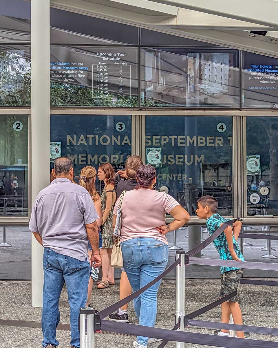People line up for tickets at the 911 memorial and museum in NYC