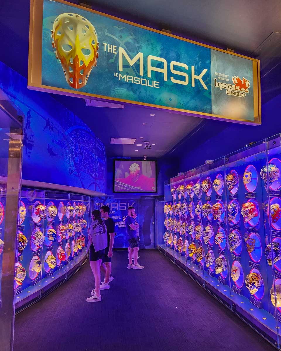 The entrance to The Mask area inside the Hockey Hall of Fame in Toronto