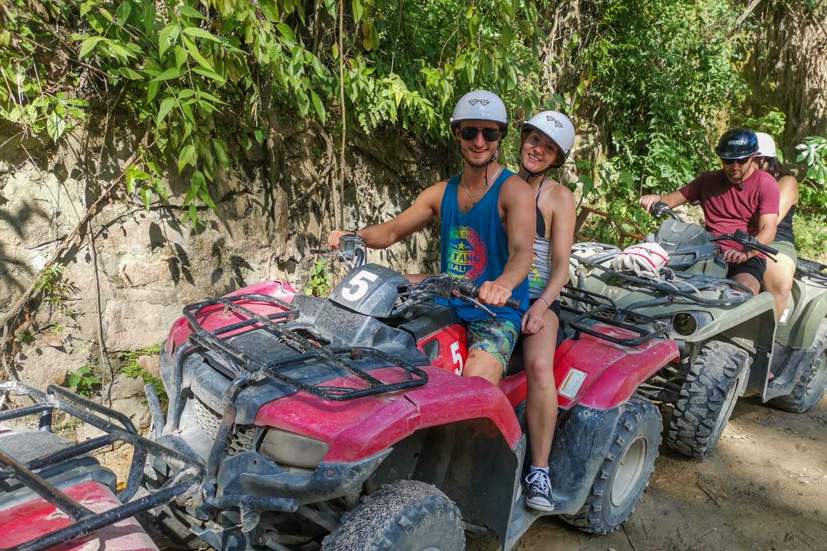 Two people on an ATV in Playa del Carmen, Mexico