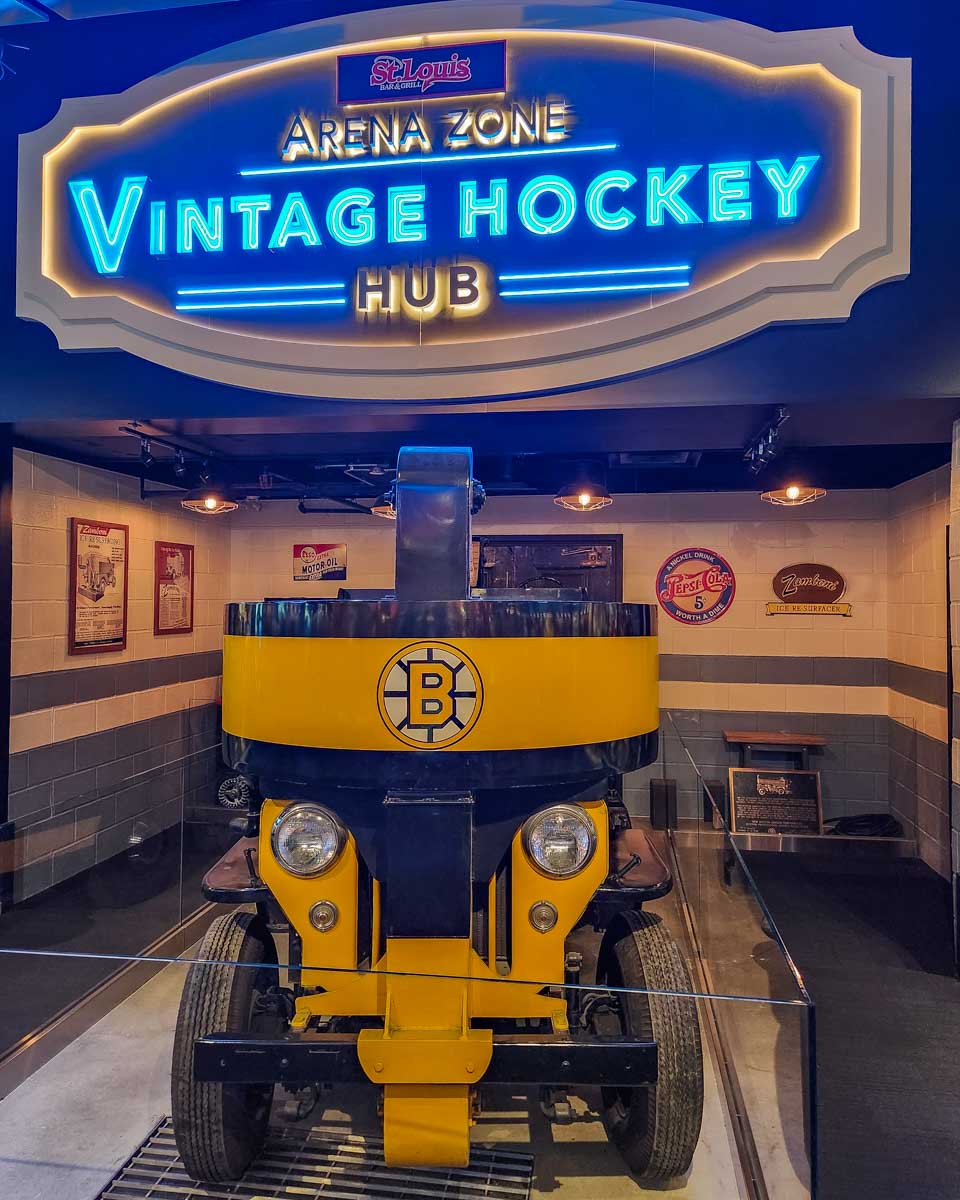 Vintage hockey area inside the Hockey Hall of Fame in Toronto