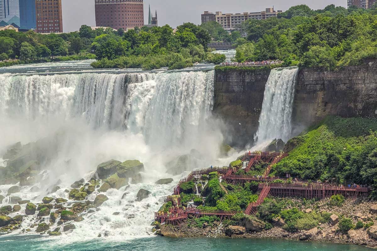 A boardwalk leads to Niagara Falls on the USA side