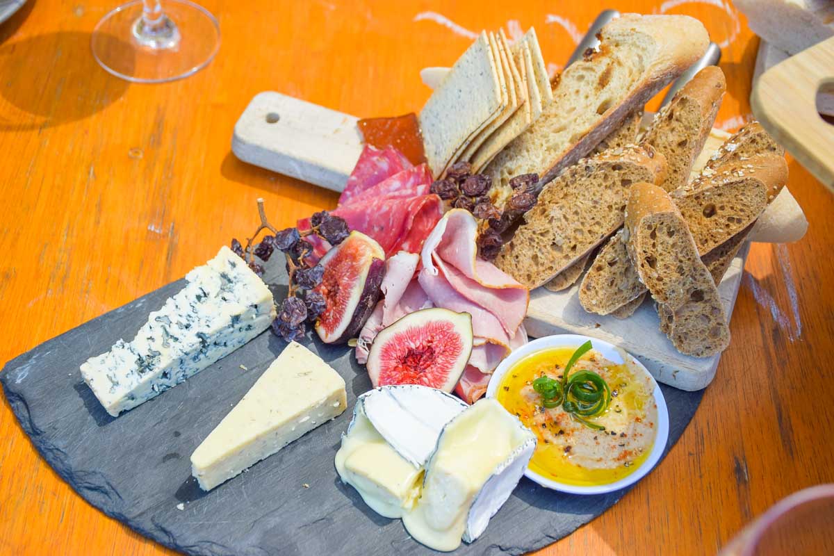 A cheeseboard on a Swan Valley wine tour