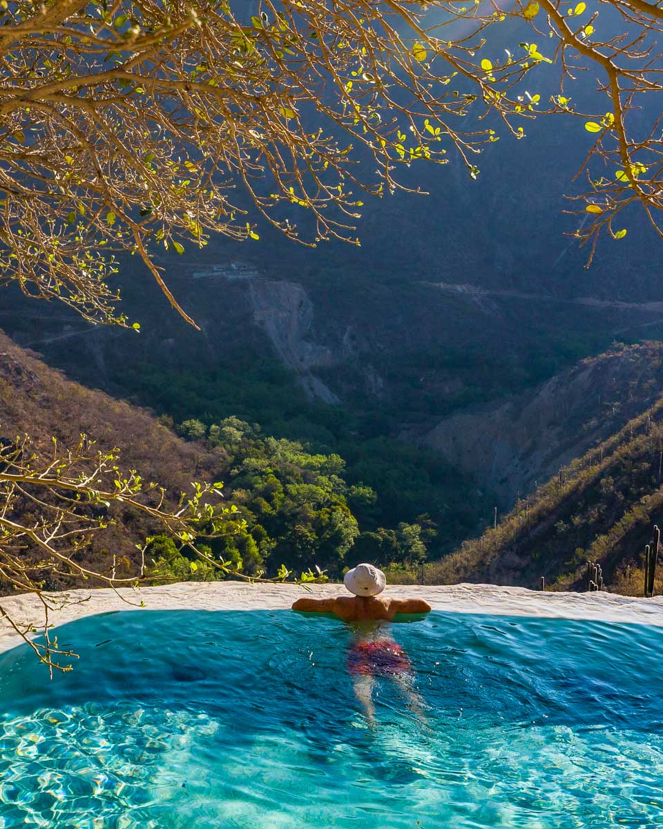 A man relaxes in the Tolantongo in mexico