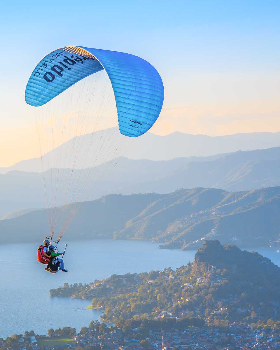 A paraglider in Valle de Bravo, Mexico