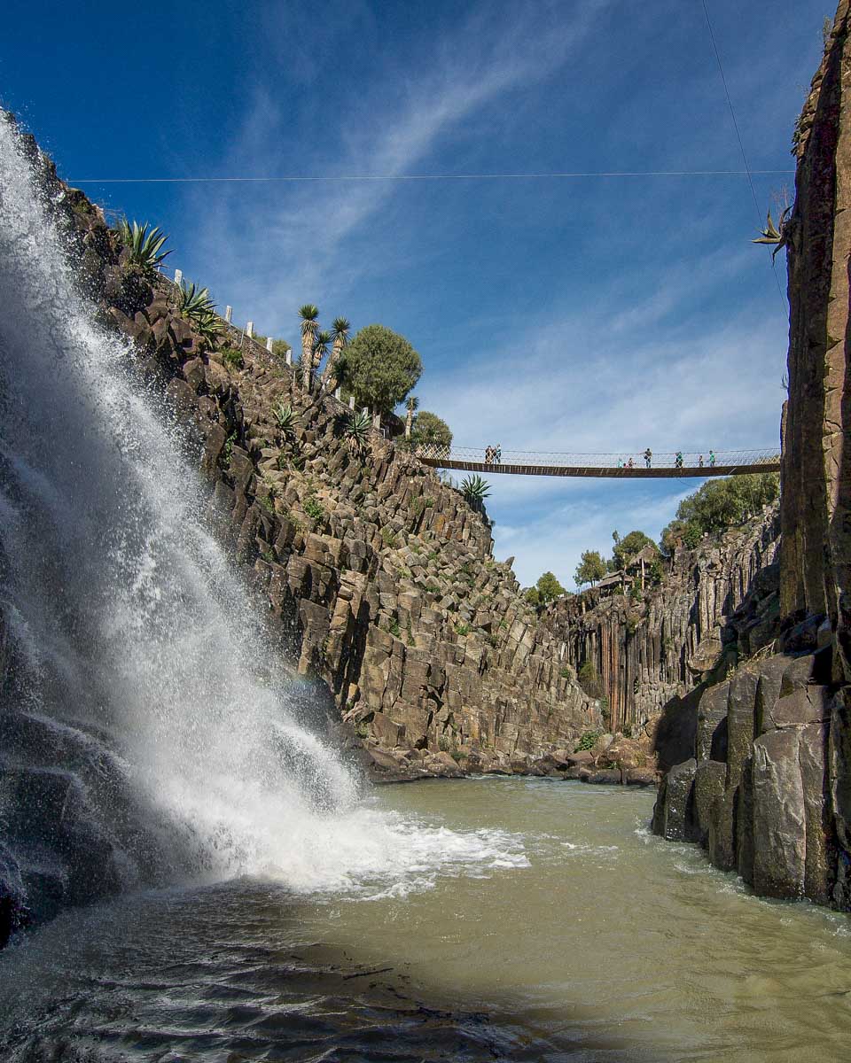 A waterfall at the Basaltic Prisms near Mexico City, Mexico
