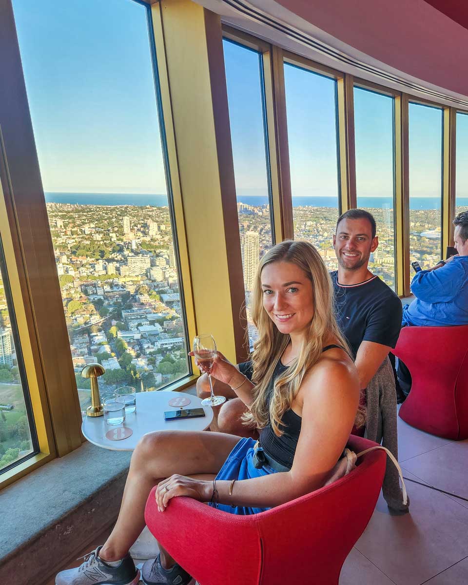 Bailey and Daniel at Bar 83 at Sydney Tower, Australia