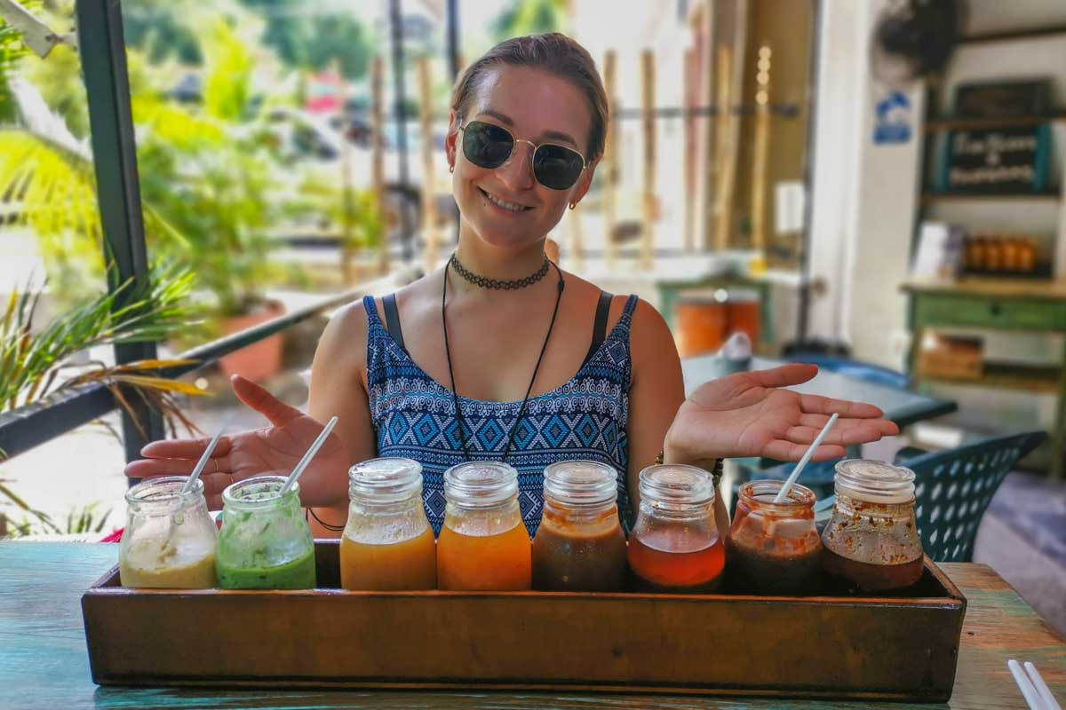 Bailey poses with a bunch of Salsa on a food tour in Puerto Vallarta, Mexico
