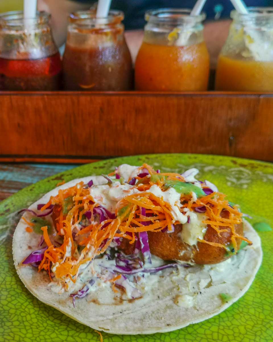 Baja style fish taco in Puerto Vallarta, Mexico