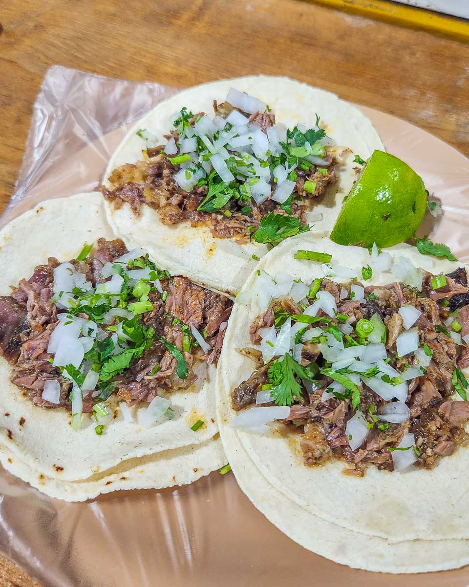 Beef tacos on a food tour in Puerto Vallarta, Mexico