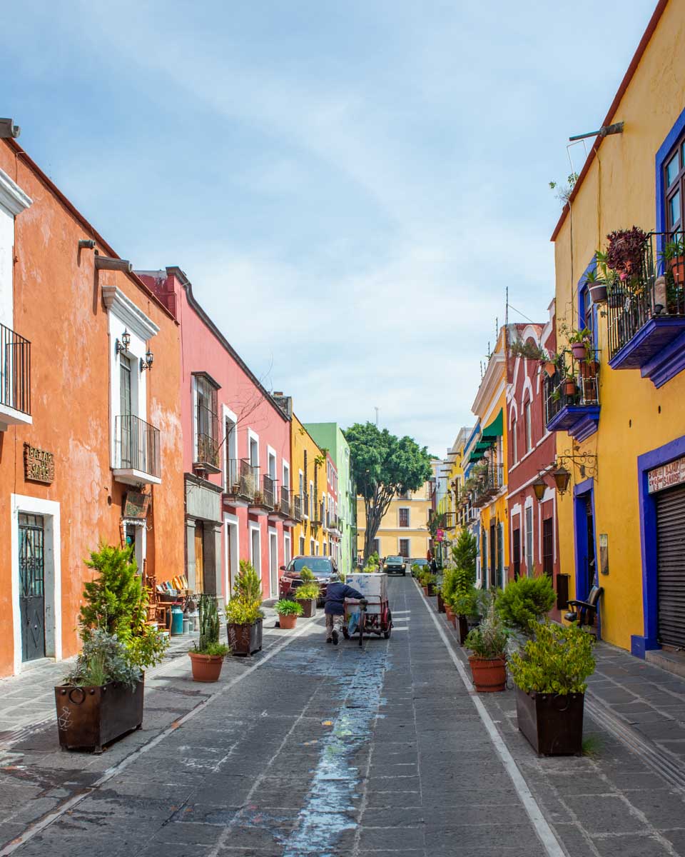 Cute street in Puebla, Mexico