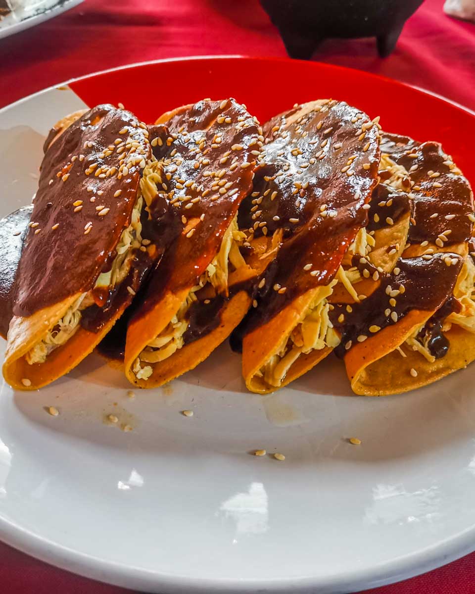 Mole hard shell tacos in Puerto Vallarta, Mexico