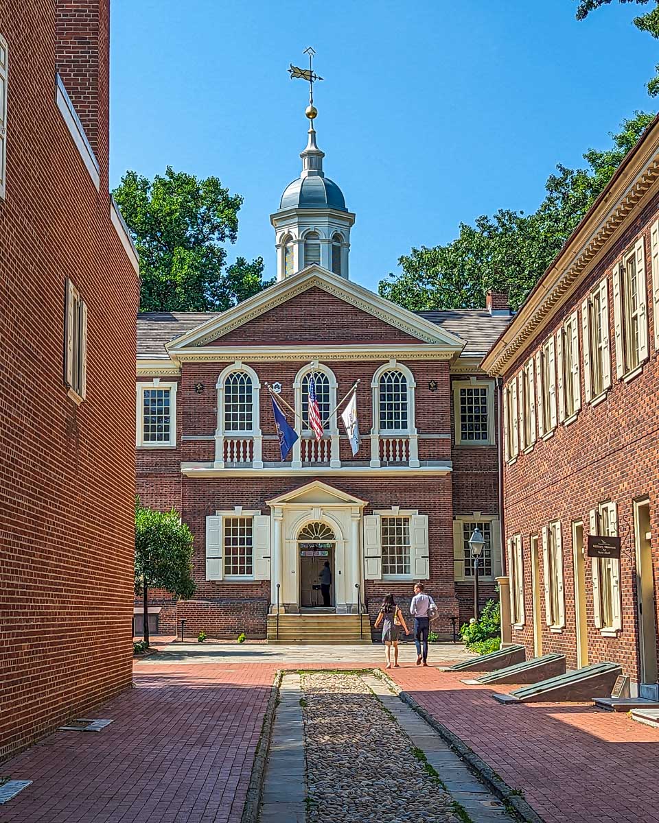 Old historic building in the Old City of Philadelphia, USA