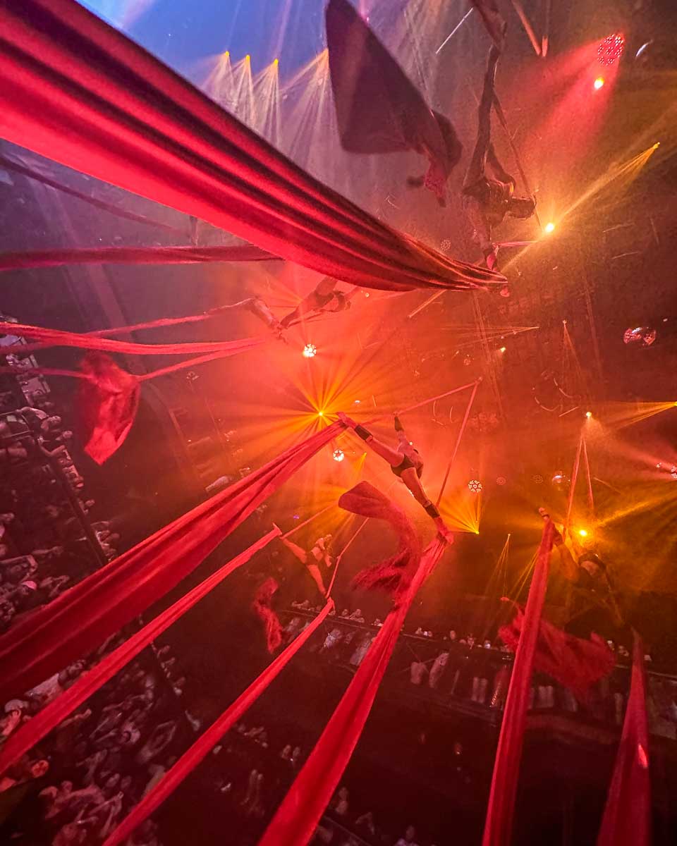 Silk dancers perform at Coco Bongo in Mexico