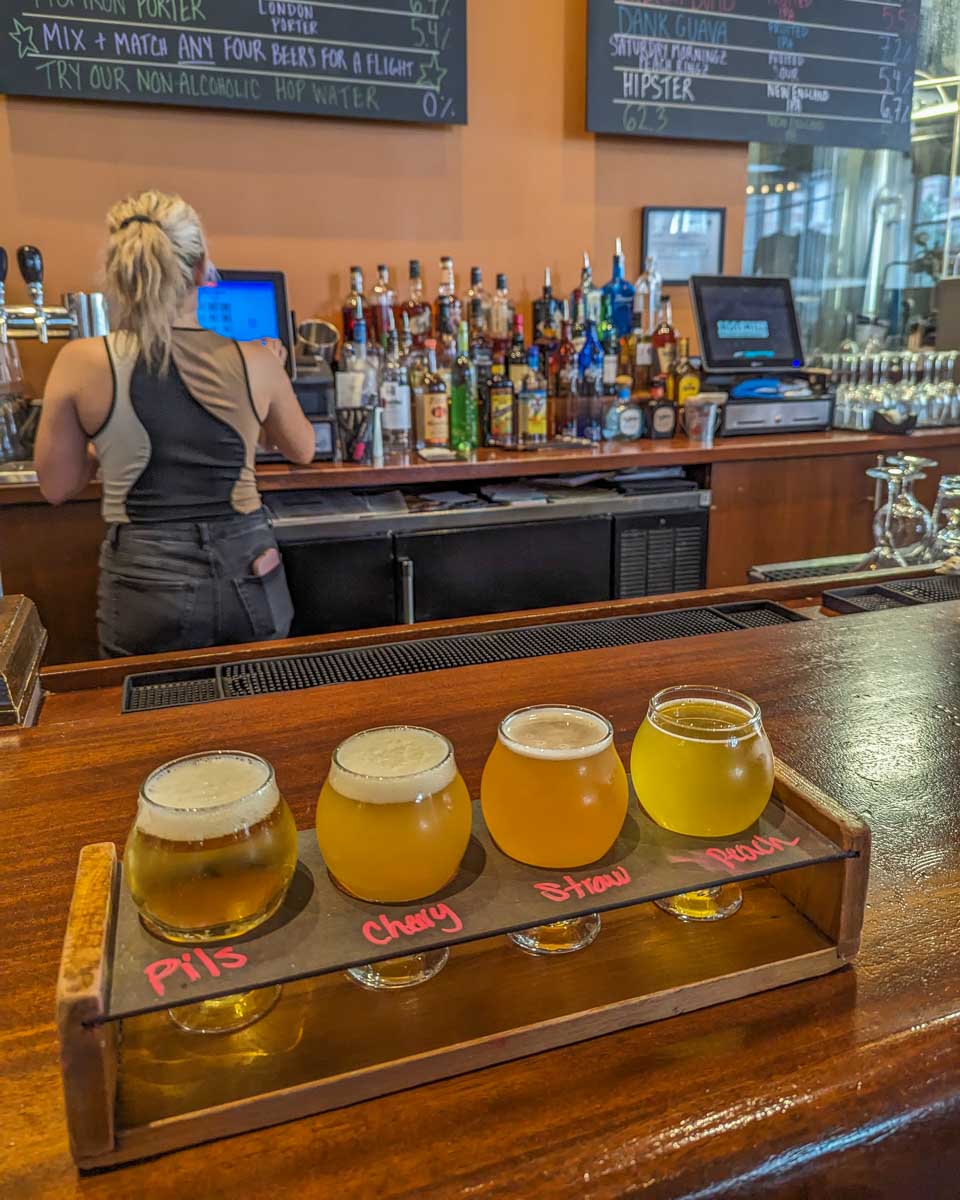 Tasting paddle at Iron Hill Brewery in Philadelphia