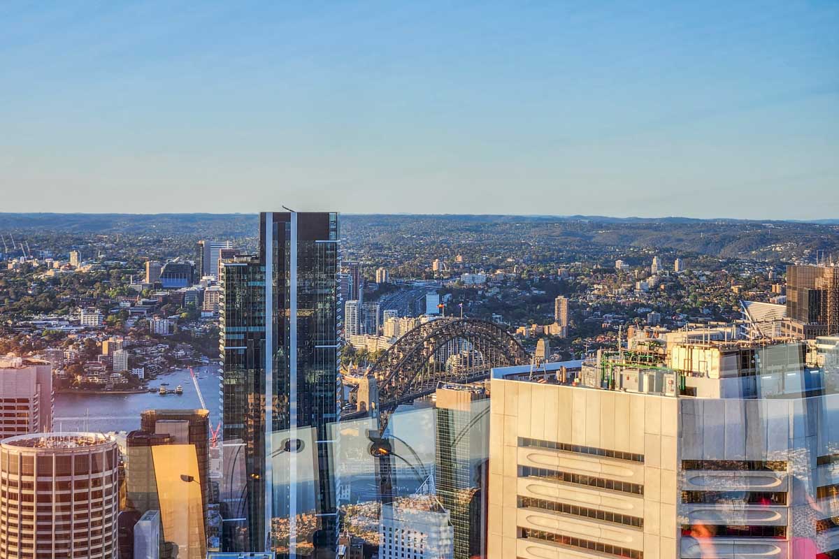 The Sydney Harbour Bridge as seen from the Sydney Sky Tower
