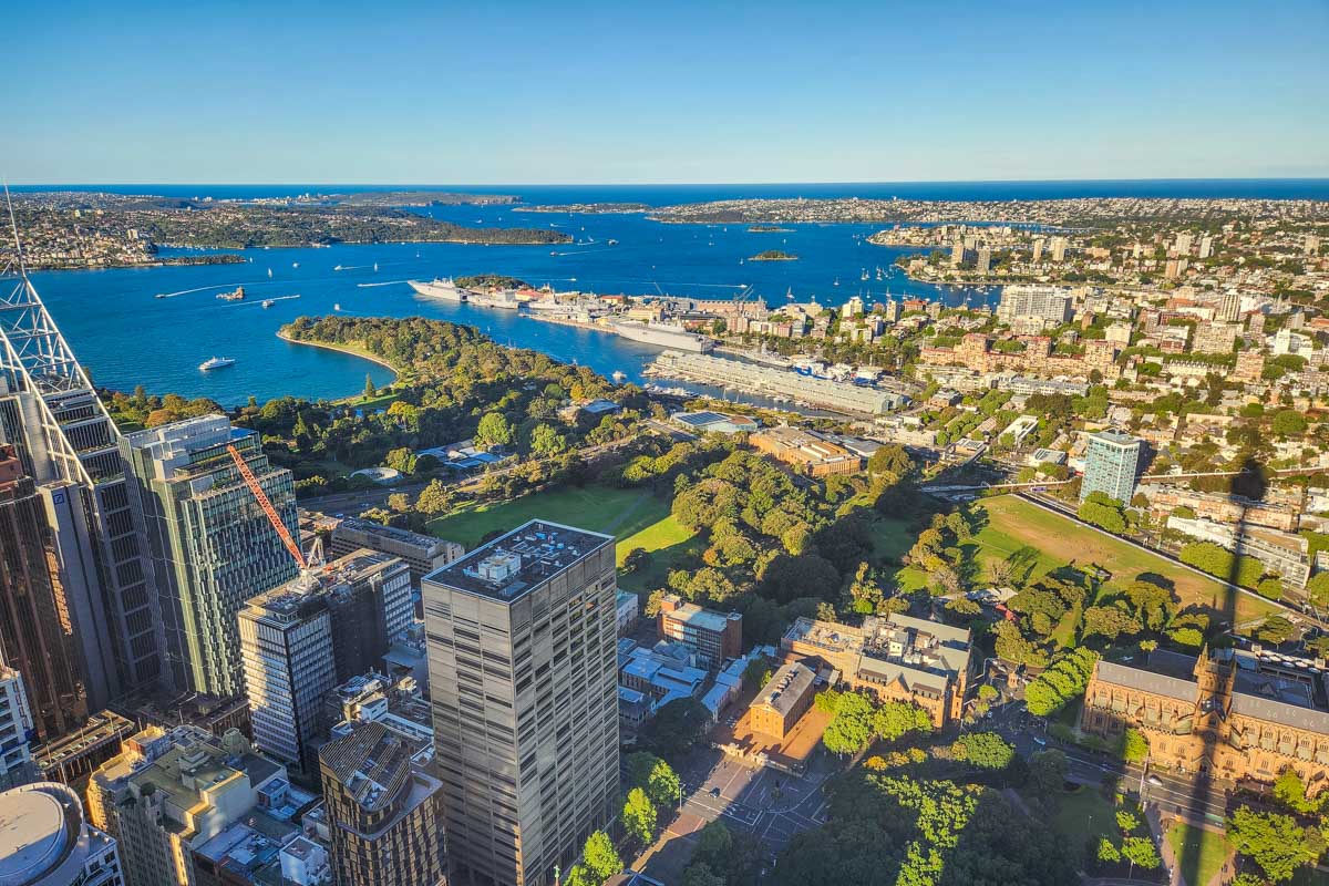 Views from the Sydney Tower Eye at sunset