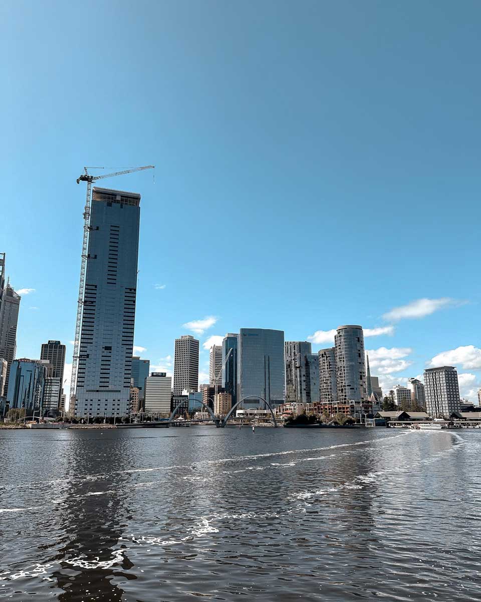 Views out the back of a river cruise to Fremantle in Perth, WA
