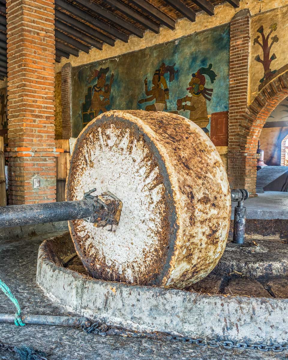 A large roller used for distilling tequila in Mexico