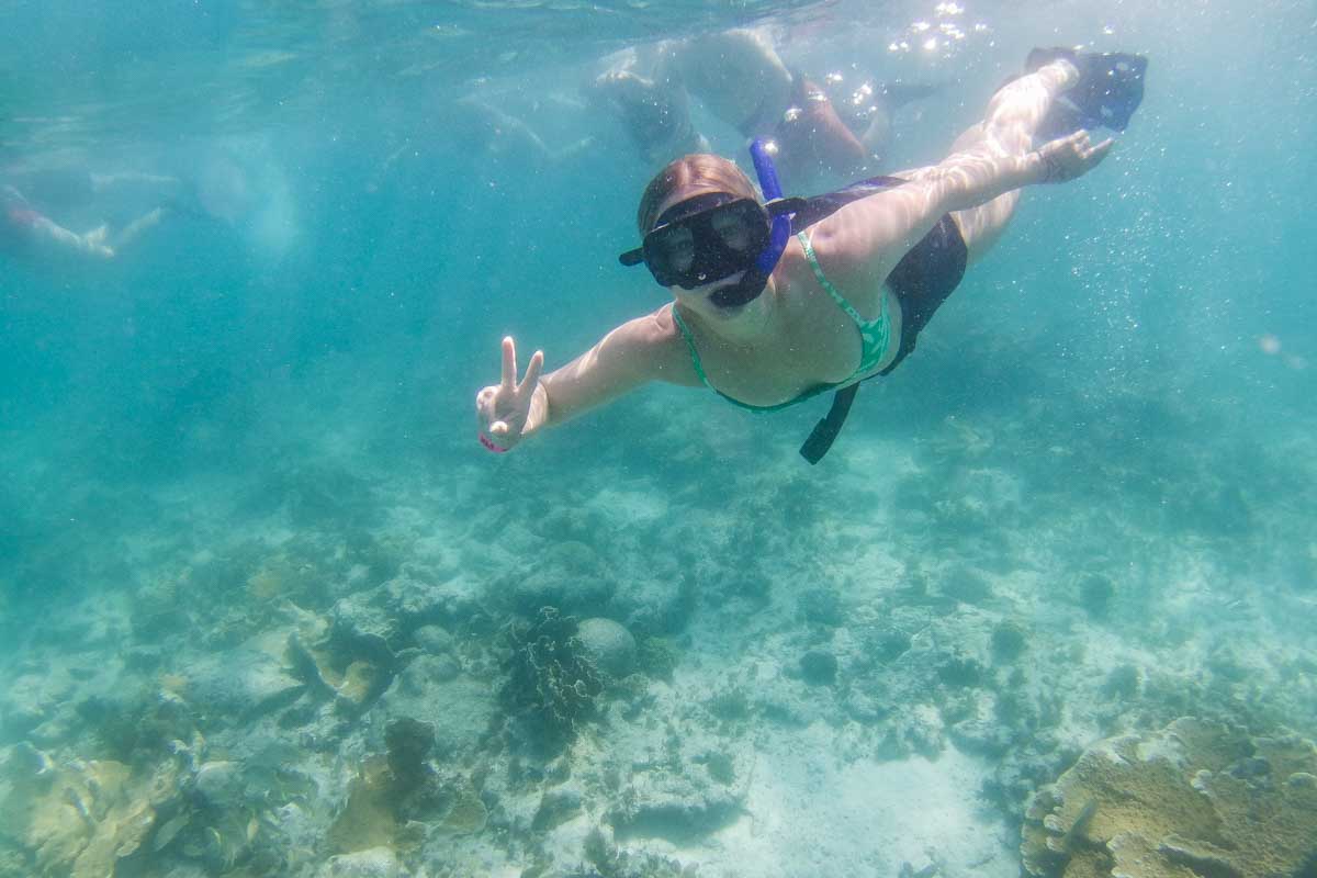 Bailey snorkeling in Puerto Morelos, Mexico