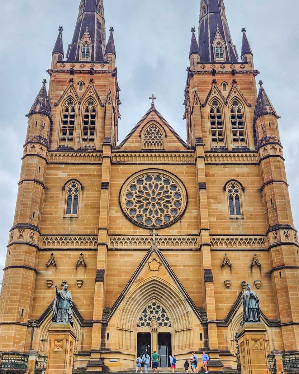 Close up of St Mary’s Cathedral in Sydney