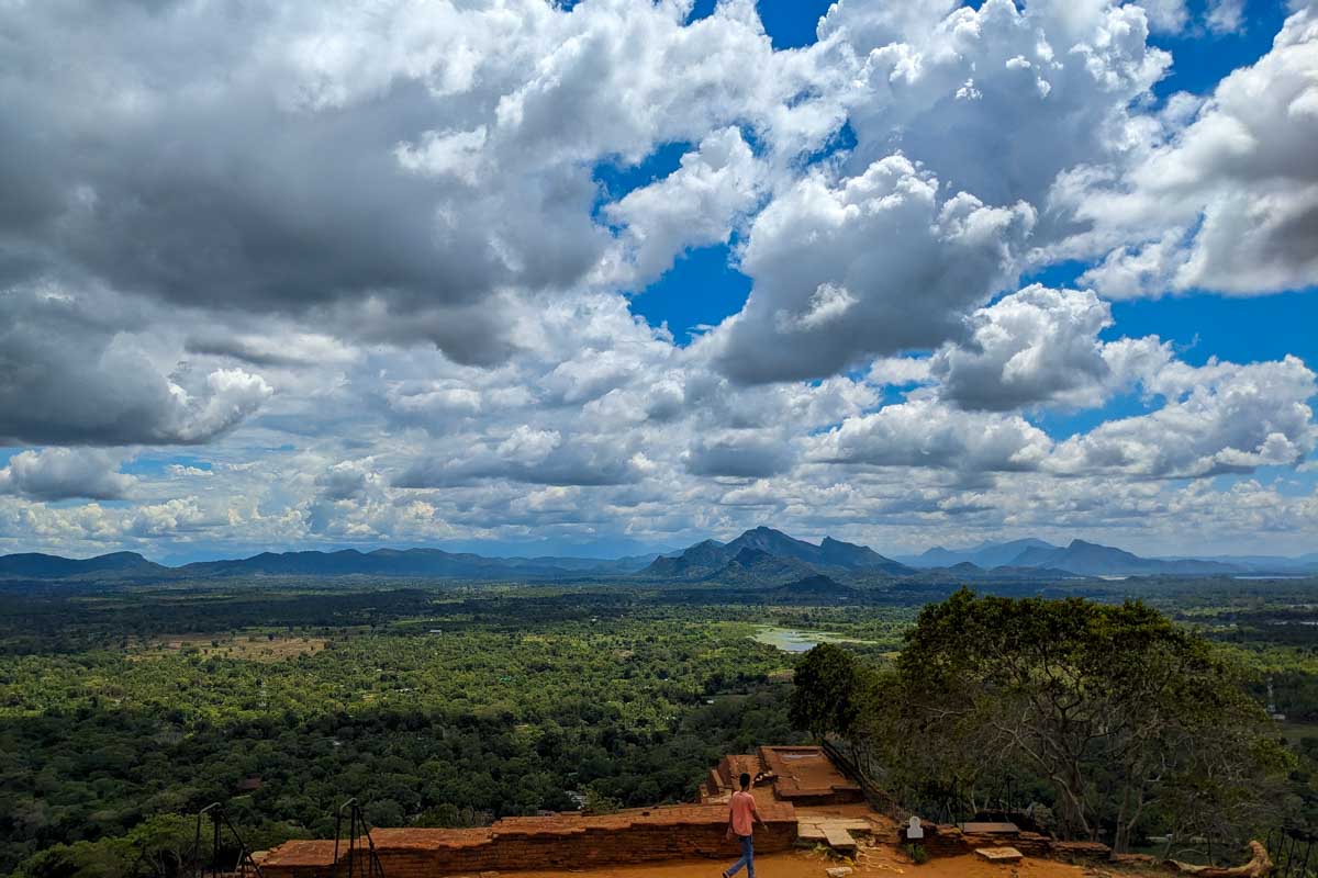 The view from the top of Sigiriya rock overlooking the mountains nearby Sri Lanka