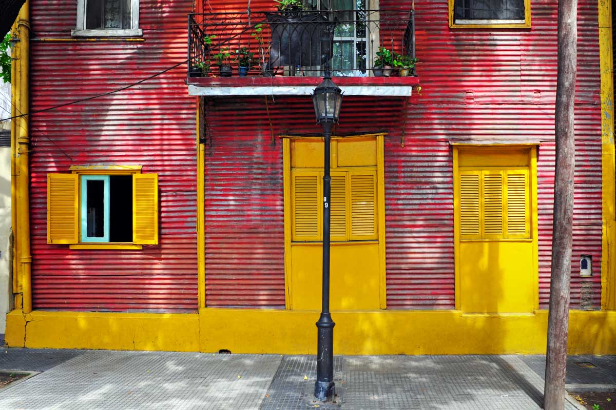 Yellow and red building in La Boca, Buenos Aires.