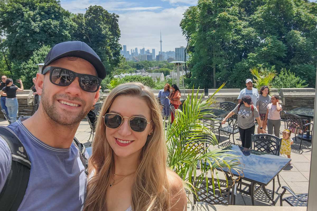 Bailey and Daniel take a selfie at Casa Loma, Toronto
