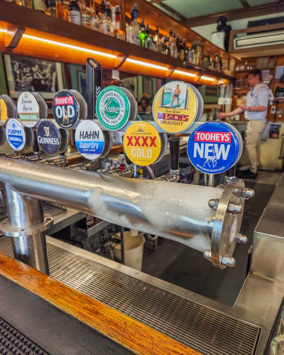 Beer taps on a tour around The Rocks in Sydney