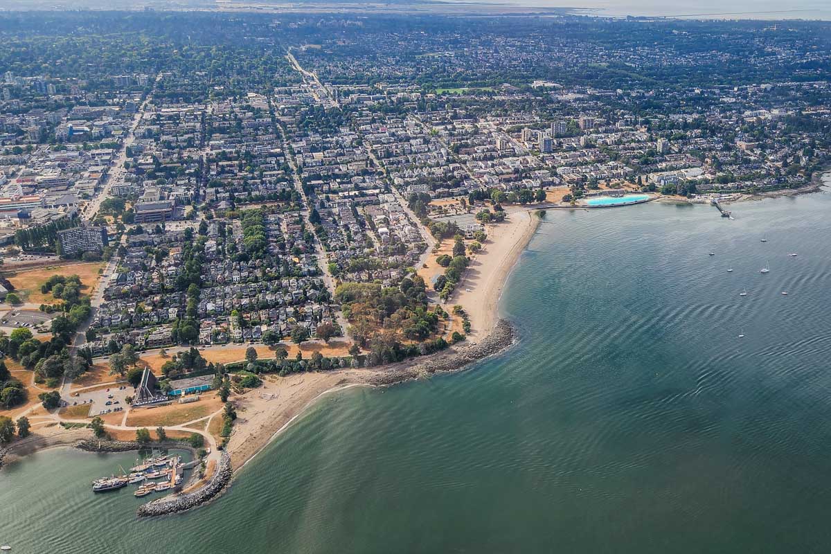 Kitsilano as seen from a helicopter flight in Vancouver, Canada