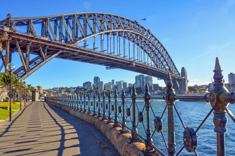 Views of the Sydney Harbour Bridge from The Rocks in Sydney