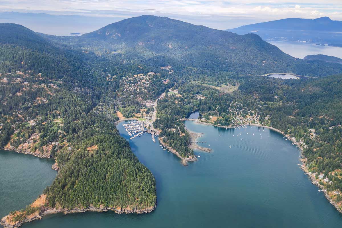 Views of the coastline as seen from a helicopter flight in Vancouver
