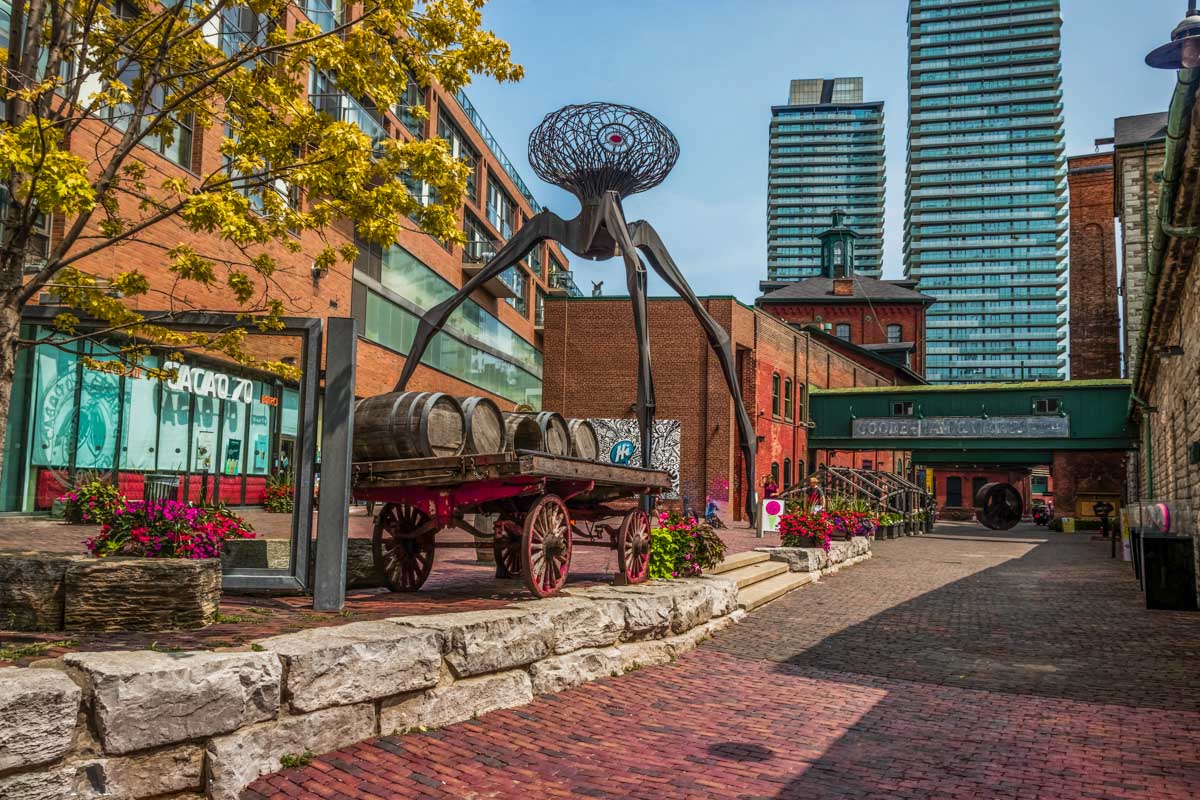 Wide angle shot of the Toronto Distillery District