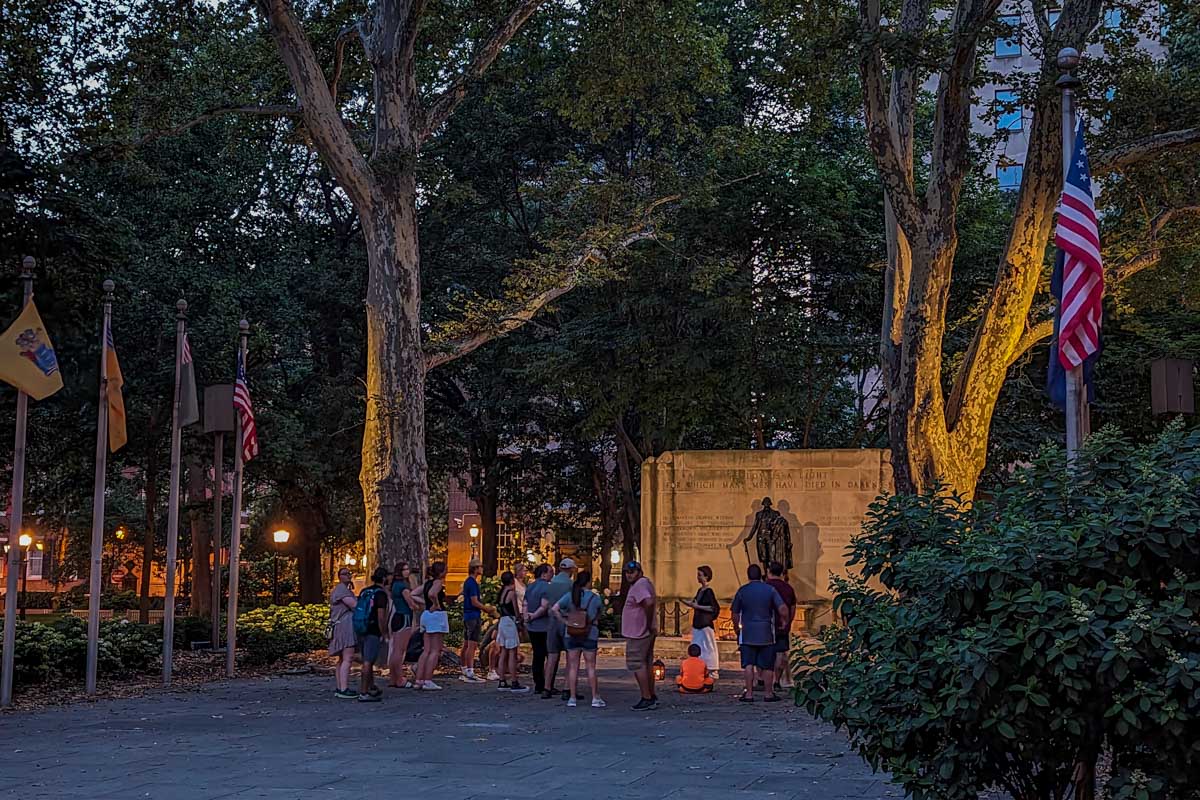 A night tour in Philadelphia at the unmarked graves memorial