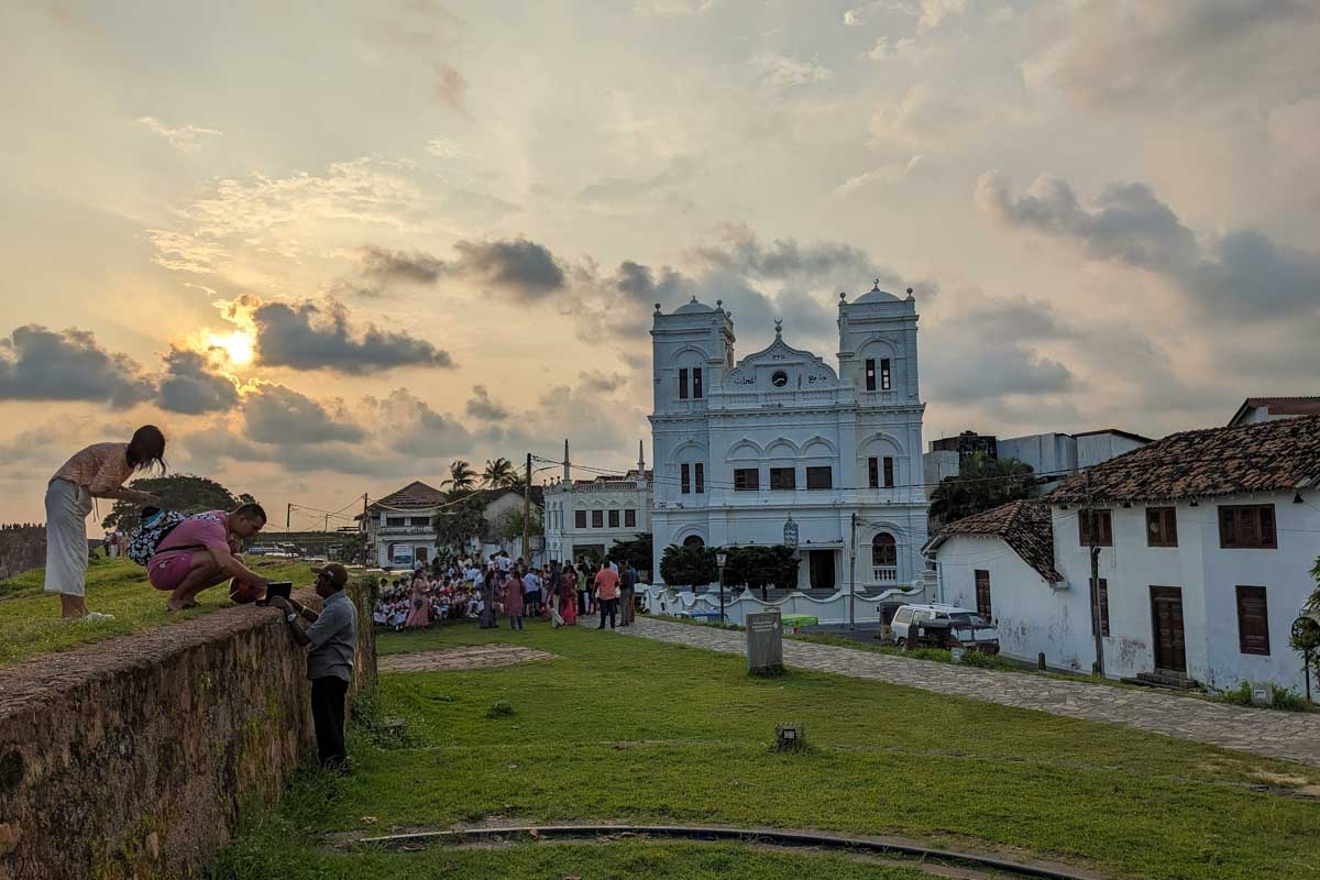 A white church in the old fort of Galle Sri Lanka