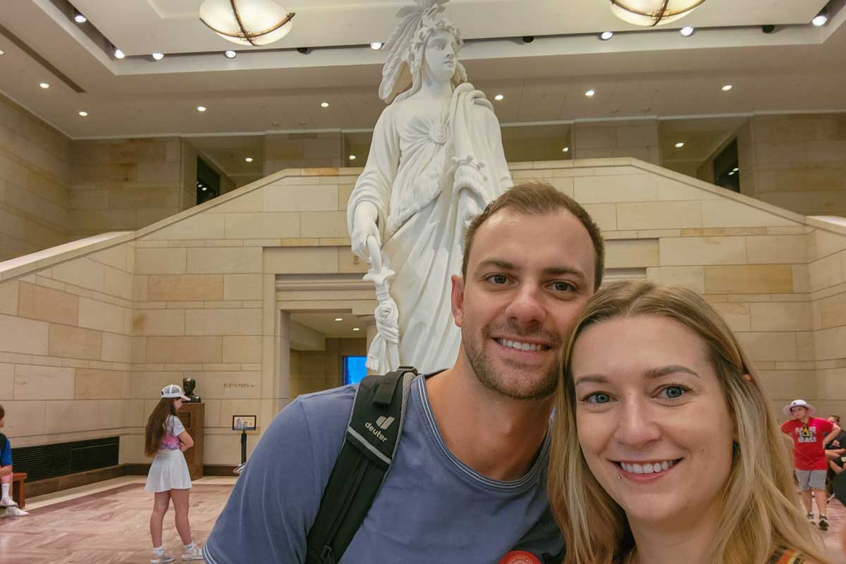 Bailey and Daniel take a selfie inside the United States Capitol in Washington DC