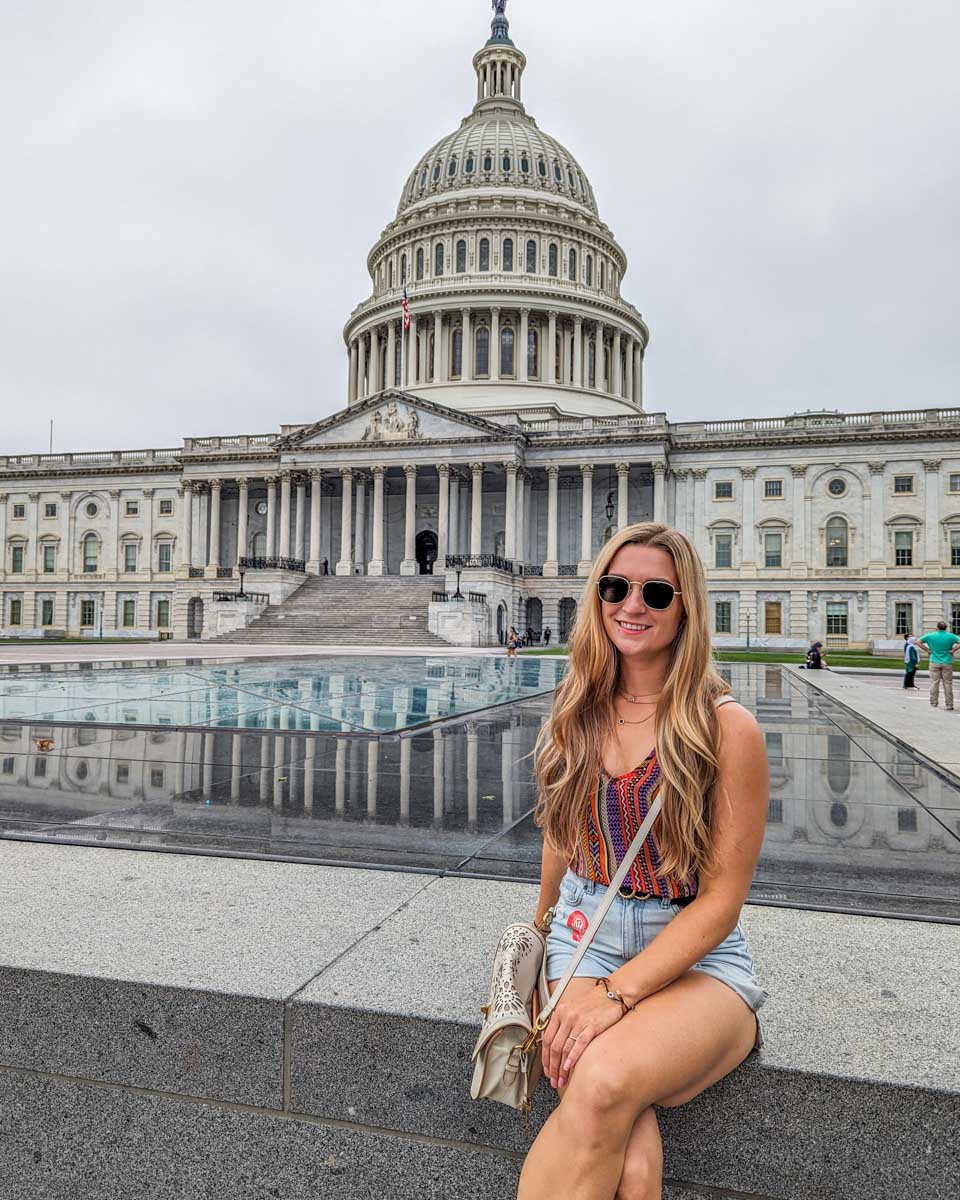 Bailey poses for a photo outside the United States Capitol in Washington DC