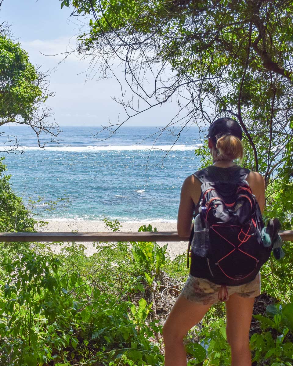 Bailey stops for a break on a hike in Tayrona National Park, Colombia