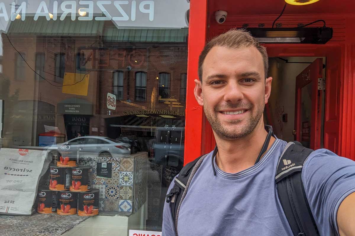 Daniel takes a selfie in Georgetown Washington DC