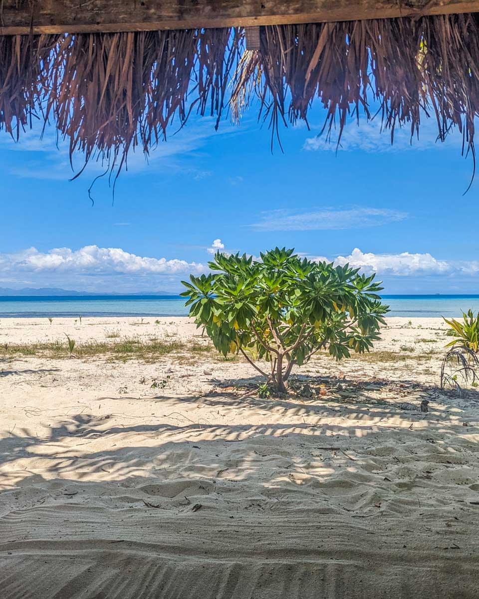 Relaxing ont he island as part of the Fijian Islands and Snorkel Full-Day Whales Tale Cruise