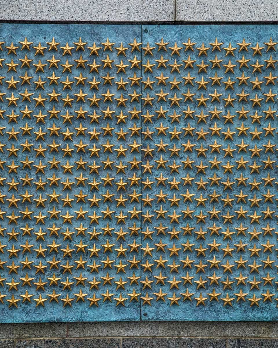 Stars at the World War II Memorial in Washington DC